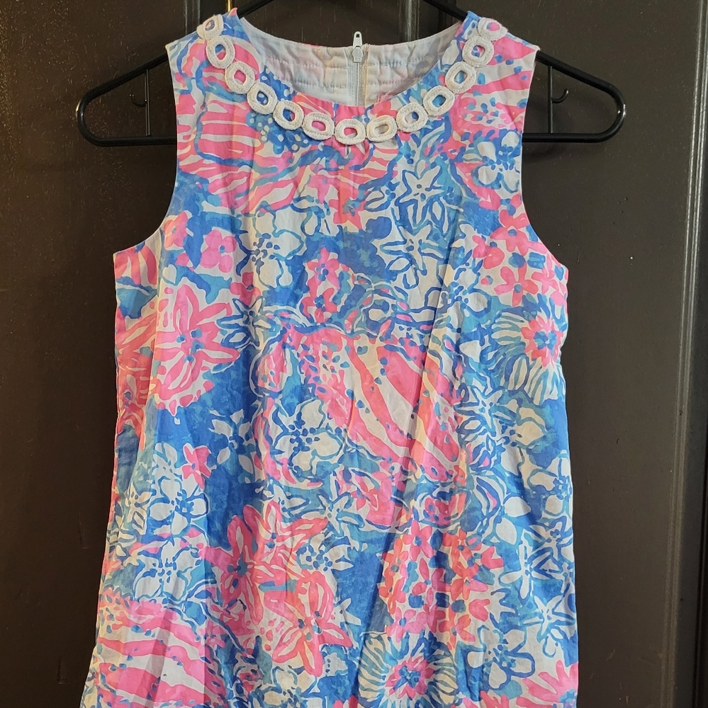 Blue and Pink Casual Girls Dress